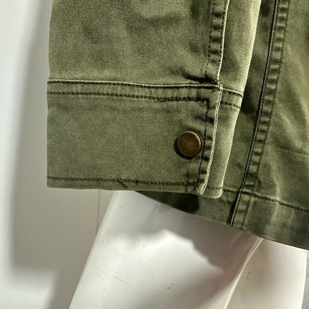 Lucky Brand Military Jacket M Cinched Waist Utility Army Olive Green Zip - Picture 7 of 13